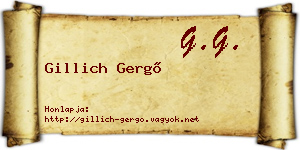 Gillich Gergő névjegykártya